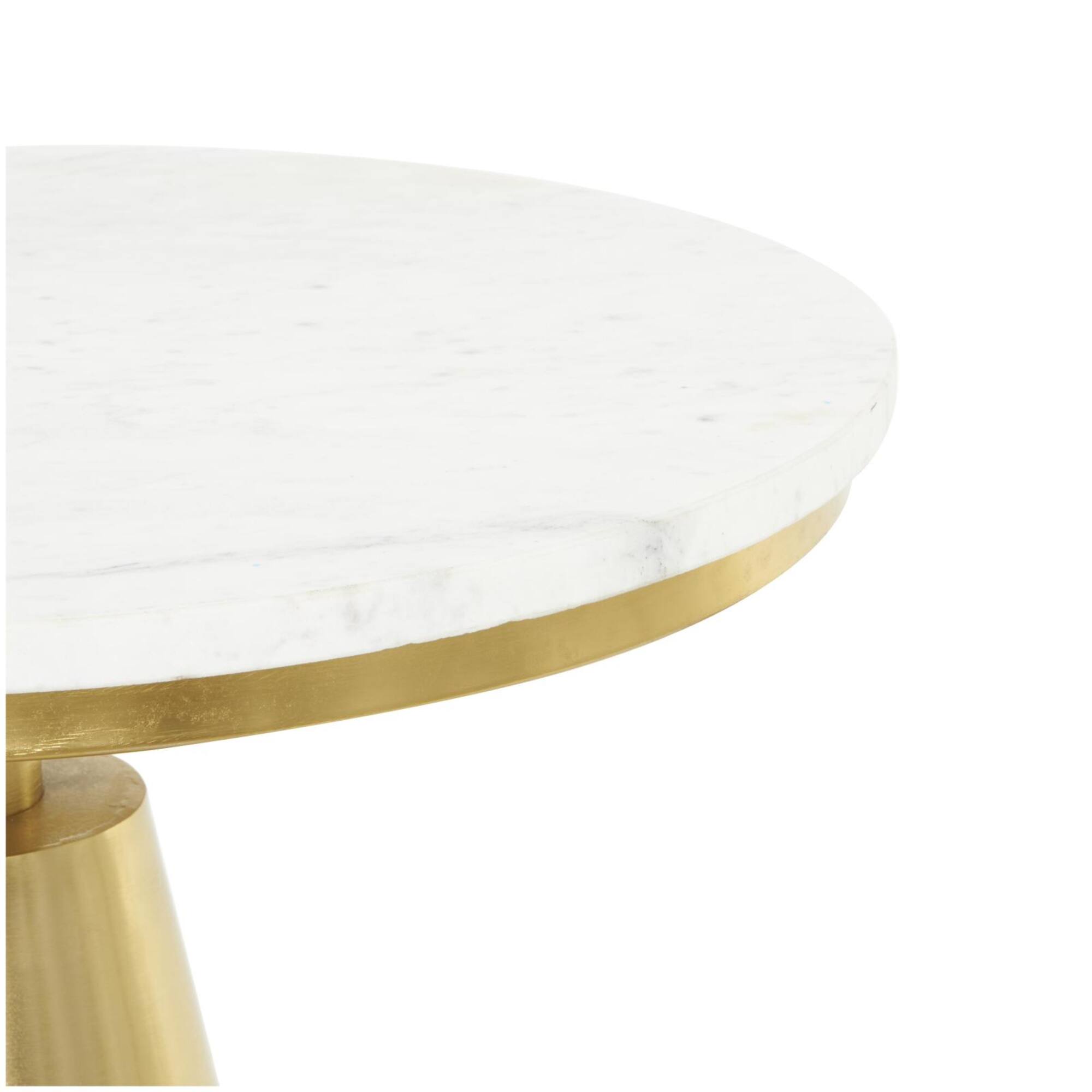 20" x 24" Gold Metal Geometric Cone Accent Table with White Marble Tabletop